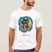 招き猫ラッキープルーエ Tシャツ (正面)