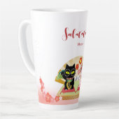 招き猫ラッキープルーナ カフェラテマグ (左アングル)