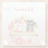 招き猫ラッキープルーナ ガラスコースター (裏面)