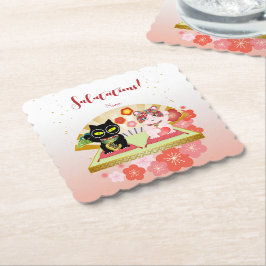 招き猫ラッキープルーナ ペーパーコースター