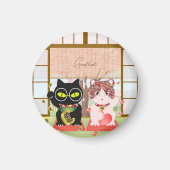 招き猫ラッキープルーナ マグネット (正面)