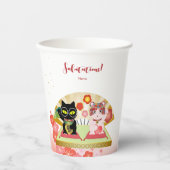 招き猫ラッキープルーナ 紙コップ (正面)