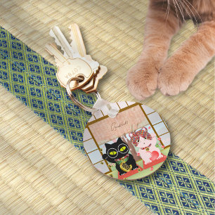 招き猫ラッキーポイルーナラウンド キーホルダー