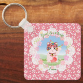 招き猫ラッキールナスクエア キーホルダー (正面)