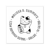 招き猫ラッキー日本のキャットラウンドアドレス2 セルフインキングスタンプ (デザイン)