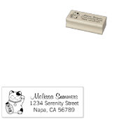 招き猫ラッキー日本のキャット差出人住所 ラバースタンプ (押印)