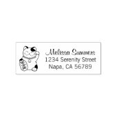 招き猫ラッキー日本のキャット差出人住所 ラバースタンプ (インプリント)