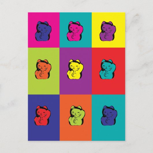 招き猫子猫アポップ・アートのート ポストカード (正面)