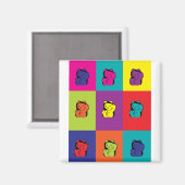 招き猫子猫ポップ・アートのアートマグネット マグネット (正面/裏面)