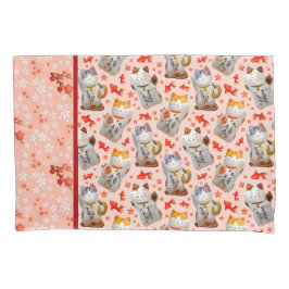 招き猫日本のなびくコイ 枕カバー