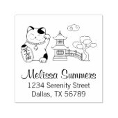 招き猫日本のの住所 セルフインキングスタンプ (デザイン)