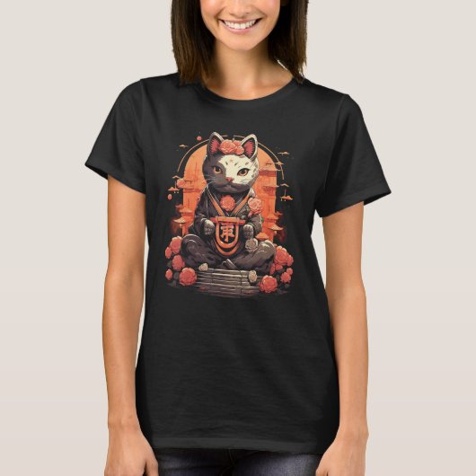 招き猫日本のアート日本 Tシャツ (正面)