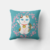 招き猫日本の招き三毛猫 クッション (裏面)