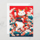 招き猫日本の招き シーズンポストカード (正面/裏面)