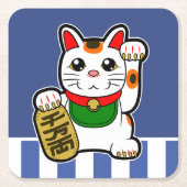 招き猫日本の招き スクエアペーパーコースター (正面)