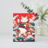招き猫日本の招き ポストカード (スタンド正面)
