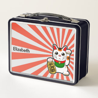 招き猫日本の招き メタルランチボックス