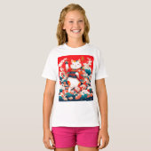 招き猫日本の招き Tシャツ (正面フル)