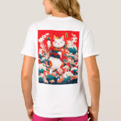 招き猫日本の招き Tシャツ (裏面)