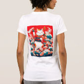 招き猫日本の招き Tシャツ (裏面)