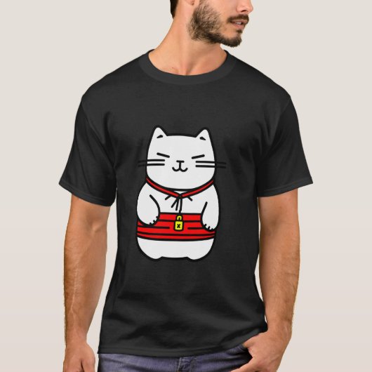 招き猫 もしくは まねきねこ Tシャツ (正面)