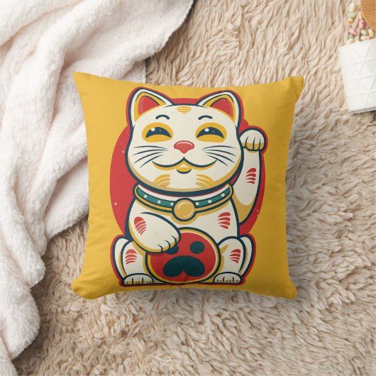 招き猫 クッション (ブランケット)