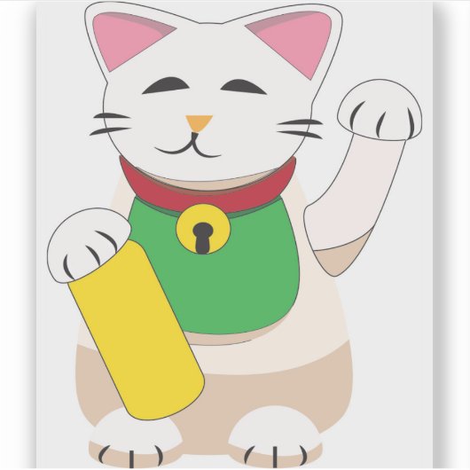 招き猫 シール (正面)