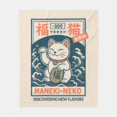 招き猫 フリースブランケット (正面)