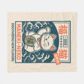招き猫 フリースブランケット (正面(横))