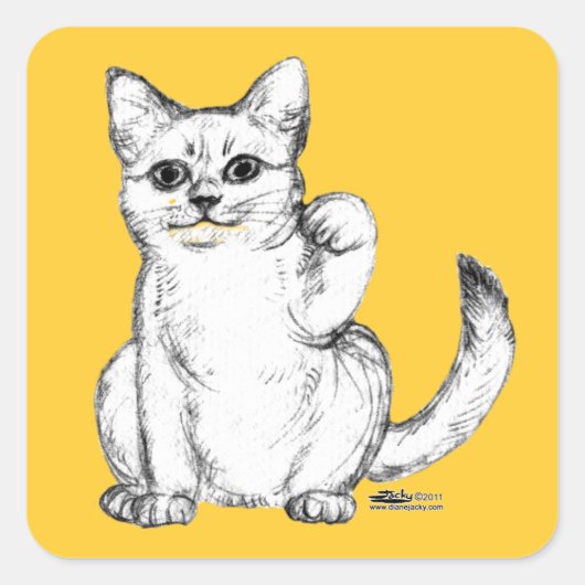 招き猫 マネキネコ スクエアシール (正面)