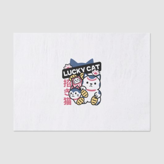 招き猫 マネキネコ - 日本の縁起物猫 薄葉紙 (正面)