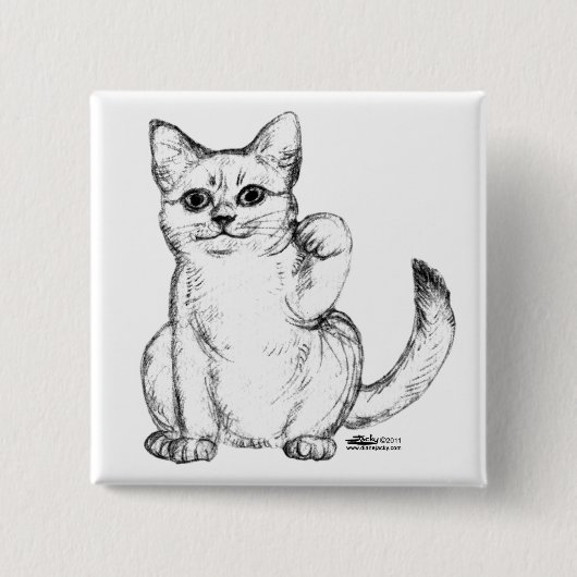 招き猫 マネキネコ 缶バッジ (正面)