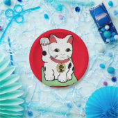 招き猫/ラッキーキャット絵文字 ペーパープレート (パーティー)