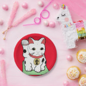 招き猫/ラッキーキャット絵文字 ペーパープレート (パーティー)