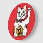 招き猫 壁掛け時計 ラージ壁時計 (傾斜)