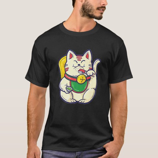 招き猫+寿司+アジア+幸運+猫+C Tシャツ (正面)