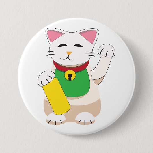 招き猫 缶バッジ (正面)