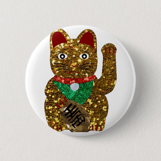 招き猫 缶バッジ (正面)