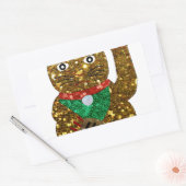 招き猫 長方形シール (封筒)