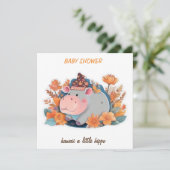 招待かわいい少しカバの赤ちゃんシャワー 招待状 (スタンド正面)