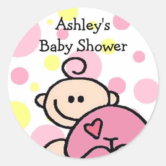 招待されましたくすぐったピンクの少女 ラウンドシール (正面)