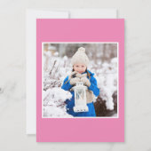 招待されましたの名前とフォトピンクの誕生日パーティー 招待状 (裏面)