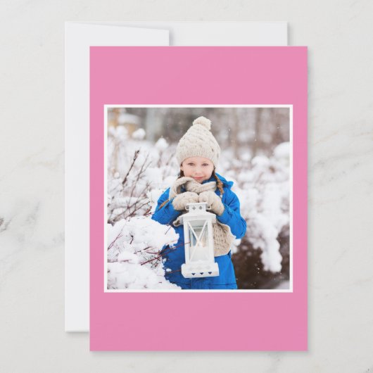 招待されましたの名前とフォトピンクの誕生日パーティー 招待状 (裏面)