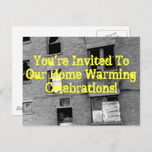 招待されましたは私たちの家に暖かいお祝い! インビテーションポストカード (正面/裏面)