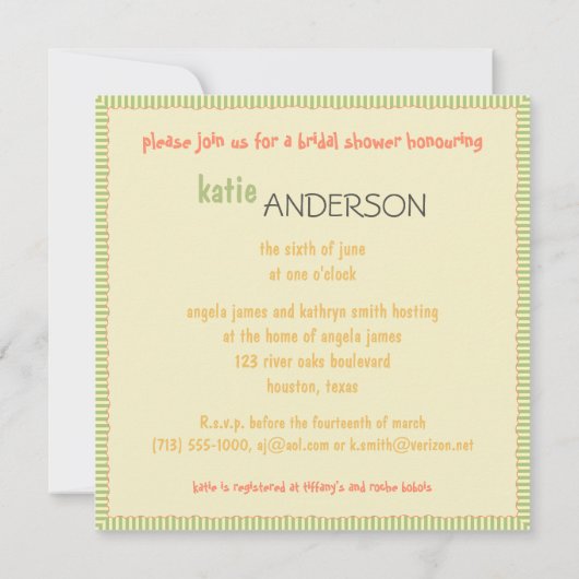 招待されましたをシャワーテンプレートに 招待状 (裏面)