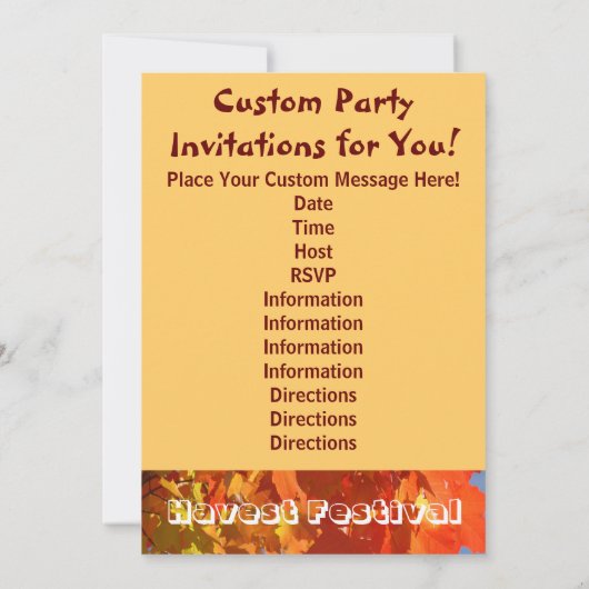 招待されましたをパーティーに!招待状収穫 招待状 (裏面)