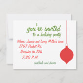 招待されましたを祝日パーティーに出す 招待状 (裏面)