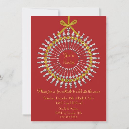 招待されましたオーナメントクリスマスパーティの招待状 招待状 (正面)