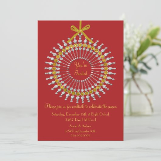 招待されましたオーナメントクリスマスパーティの招待状 招待状 (スタンド正面)