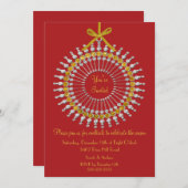 招待されましたオーナメントクリスマスパーティの招待状 招待状 (正面/裏面)